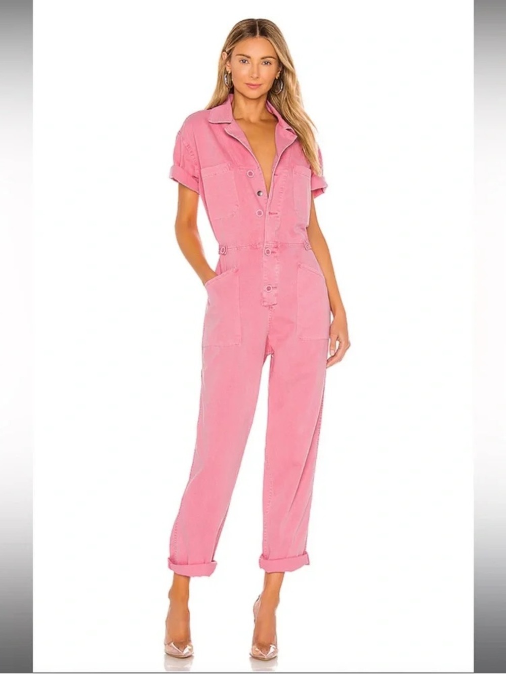 pistola Pink Short-Sleeve Utility Jumpsuit